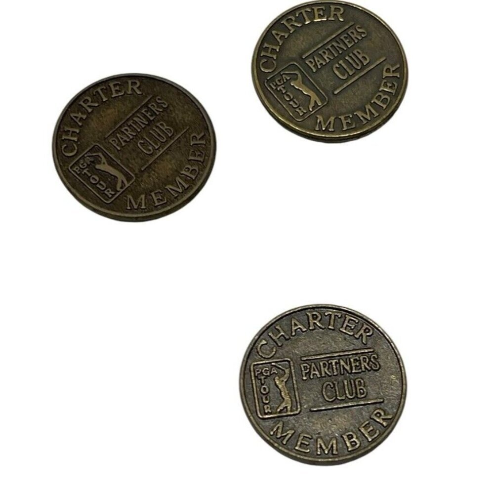 3 PGA Tour Partners Club Charter Member Ball Markers Coins Tokens Collectible